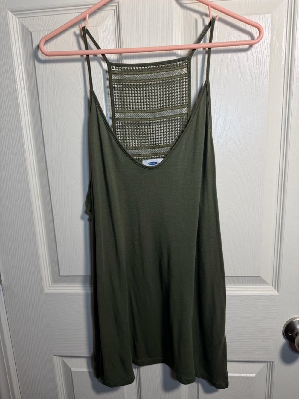 Women’s Old Navy Olive Green Crochet-Ladder Back Tank, size Large
